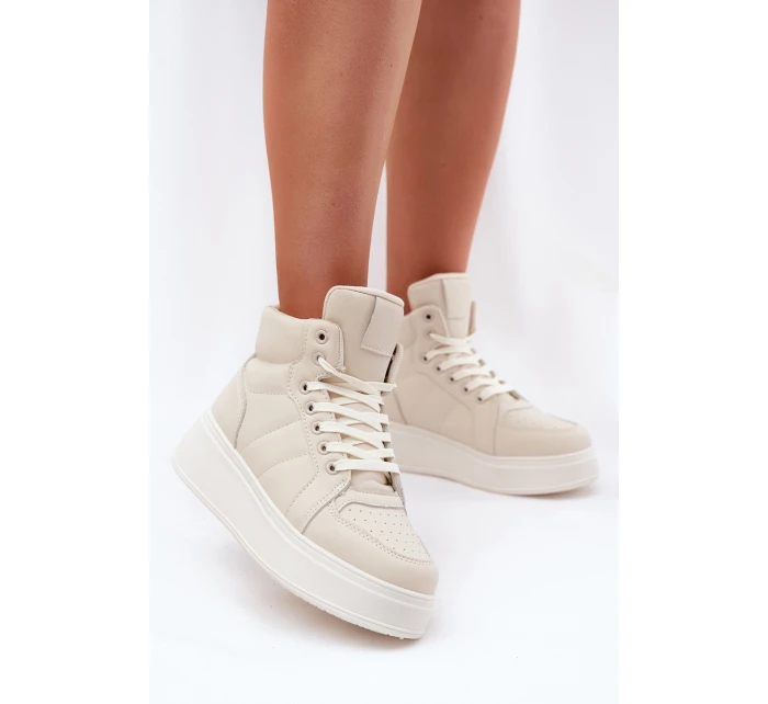 Vysoké dámské sneakers na platformě béžové model 21693386 - EVENTO Vysoké dámské sneakers na platformě béžové model 21693386 - EVENTO