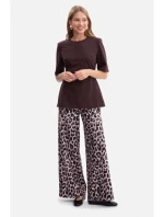 B305 Pletený top s peplumom - tmavá čokoláda