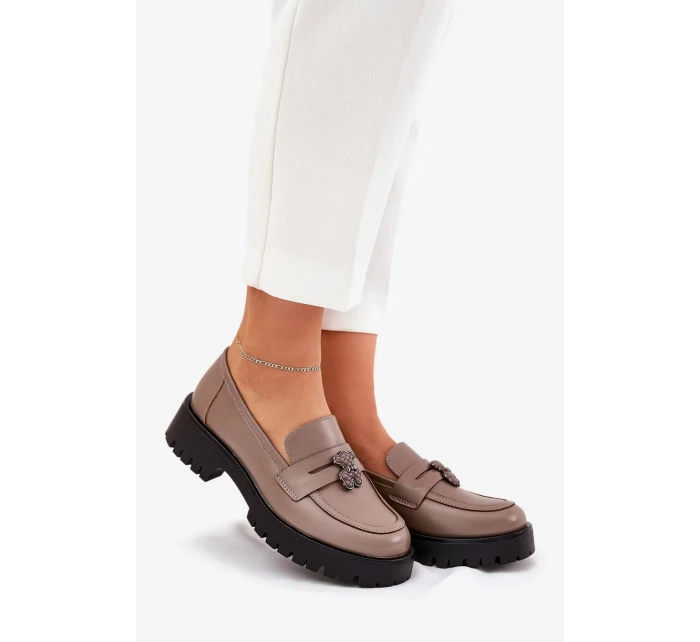 Dámske kožené mokasíny "Miś" Vinceza - béžové