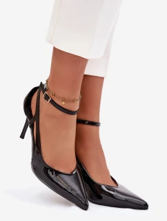 Dámske lakované lodičky - čierne Fionnel