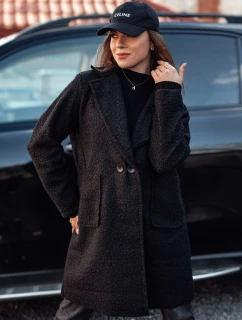 Dámský oversize dlouhý kabát z kůže černý Dstreet model 21981936 - FashionStreet