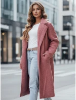 Dámský dlouhý kabát z ovčí kůže růžový Dstreet model 21995124 - FashionStreet