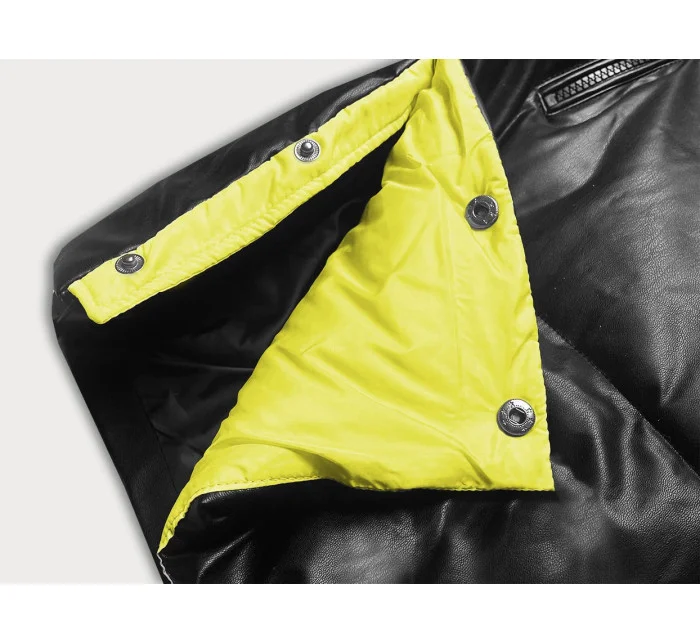 Dámska bunda voľného strihu v čierno-žltej farbe (ag6-21) Dámska bunda voľného strihu v čierno-žltej farbe (ag6-21)