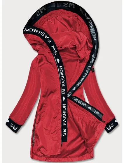 Tenká červená dámska bunda s ozdobnou lemovkou (B8145-4) Tenká červená dámska bunda s ozdobnou lemovkou (B8145-4)