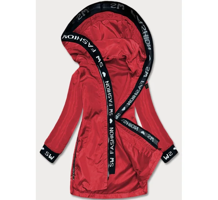 Tenká červená dámska bunda s ozdobnou lemovkou (B8145-4) Tenká červená dámska bunda s ozdobnou lemovkou (B8145-4)