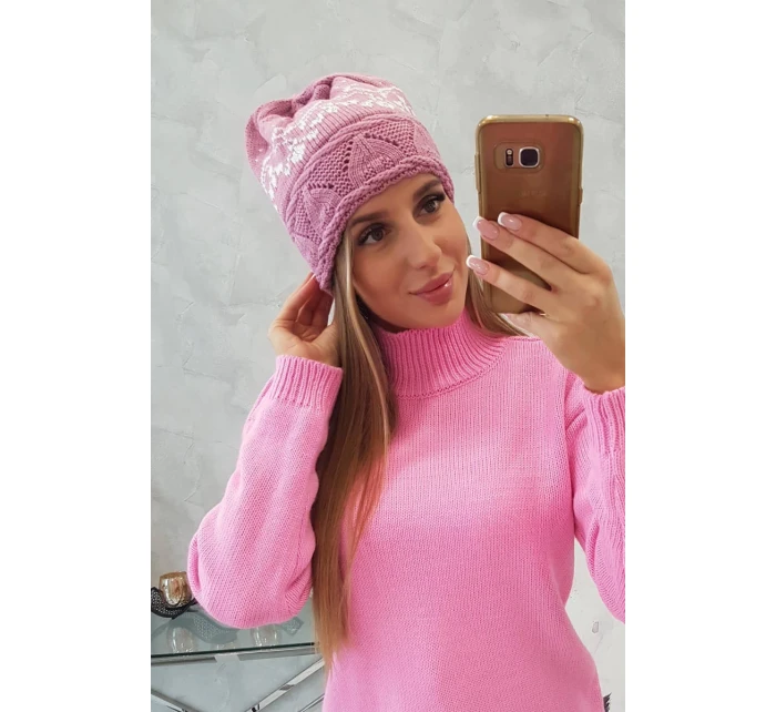 Dámska čiapka Kira K374 tmavo ružová+biela Dámska čiapka Kira K374 tmavo ružová+biela