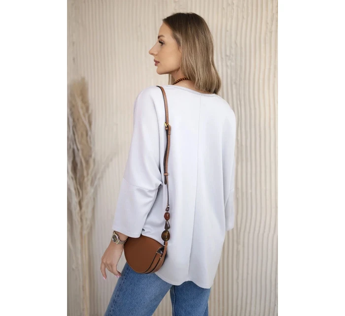 Oversize halenka s náhrdelníkem máslová látka šedý