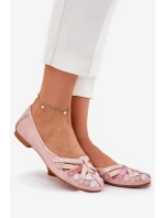 Damskie Skórzane Baleriny Maciejka 01358-51 Różowe