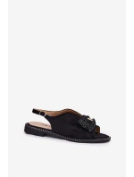 Dámské Sandály S Mašlí Na Plochém Podpatku model 21696702 Černé - S.Barski