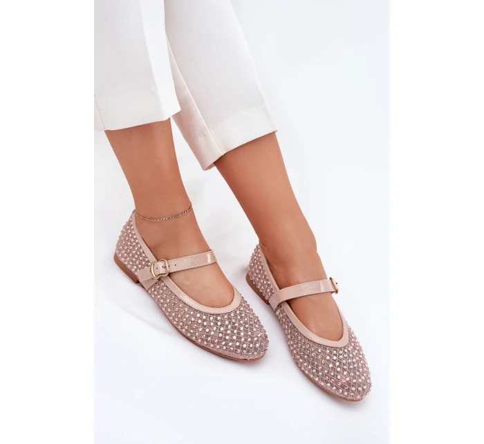 Zdobené Dámské Baletky S Páskem A Přezkou Béžové model 21702798 - Boto