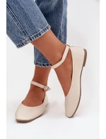 Dámské baleríny s páskem a sponou béžové Janelor