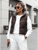 Dámská přechodná krátká prošívaná oboustranná kávová vesta Dstreet model 22174586 - FashionStreet