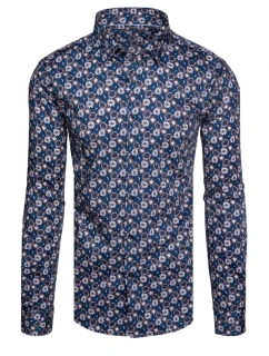 Pánská vzorovaná košile s dlouhým rukávem tmavě modrá Dstreet model 21989469 - FashionStreet