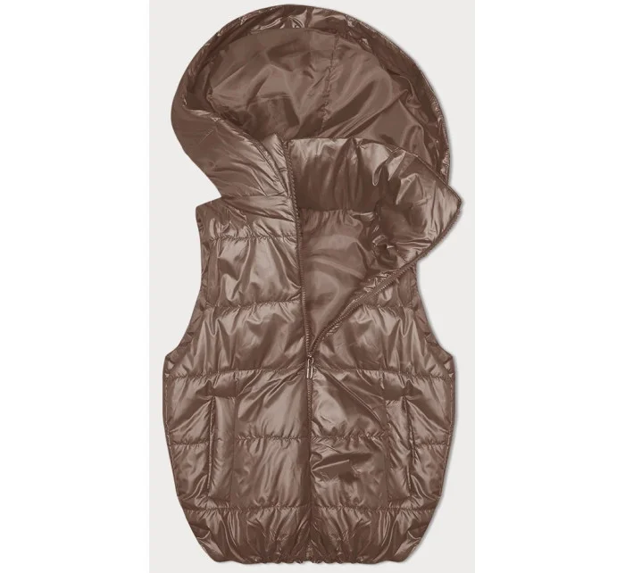 Tmavě béžová péřová vesta s odepínací kapucí model 19640115 - S'WEST Tmavě béžová péřová vesta s odepínací kapucí model 19640115 - S'WEST