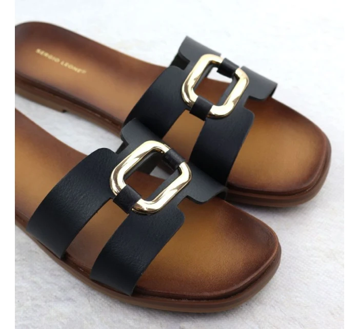 Dámske žabky s ornamentom čierne Sergio Leone SK077H