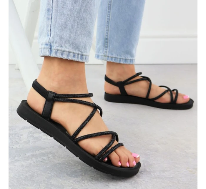 Dámské sandály se zirkony černé model 21905020 - FILIPPO