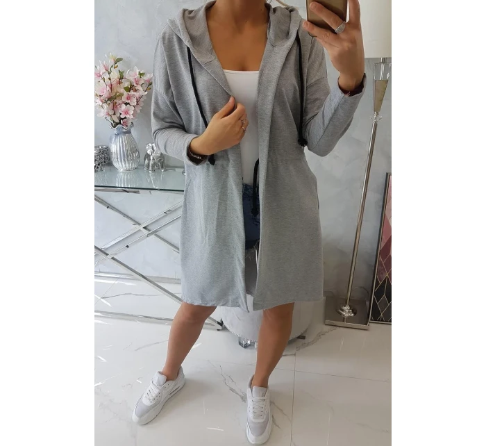 Dlhší zadný plášť sivý