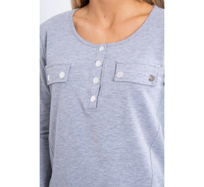 Súprava s gombíkovým výstrihom šedej farby Súprava s gombíkovým výstrihom šedej farby