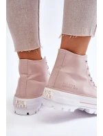 Wysokie Materiałowe Trampki Na Platformie Big Star LL274157 Nude