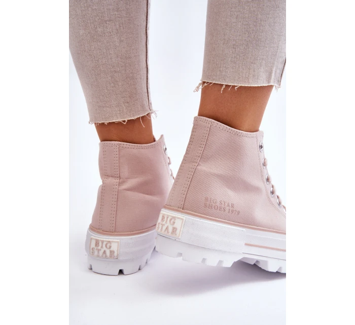 Wysokie Materiałowe Trampki Na Platformie Big Star LL274157 Nude