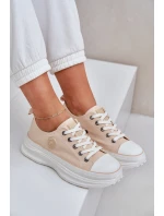 Damskie Trampki Na Masywnej Podeszwie Big Star NN274127 Beżowe Damskie Trampki Na Masywnej Podeszwie Big Star NN274127 Beżowe