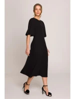 S399 Šaty s puzdrovými rukávmi - čierne