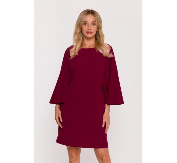 S426 Mini šaty s netopierími rukávmi - bordové