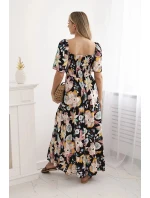 Viskózové šaty s volánkovým výstřihem model 20243124 černé - Kesi