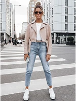 Dámská kožená bunda BADEN TY4336 béžová - FashionStreet