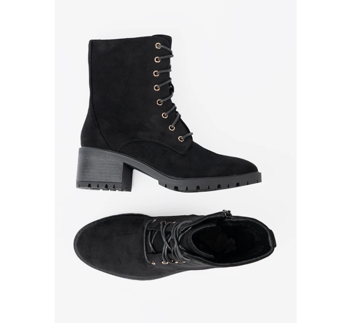 Praktické dámske členkové topánky čierna platforma Praktické dámske členkové topánky čierna platforma
