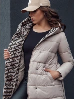 Dámský prošívaný zimní kabát s kapucí béžový Dstreet model 21979764 - FashionStreet