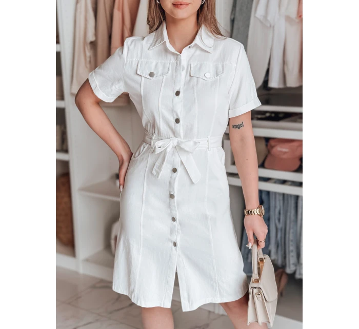 LOVE ME MIDI midi košeľové šaty biele FashionStreet EY2595