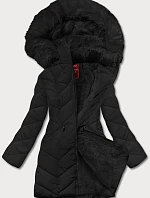 Dámska zimná bunda s kapucňou čierna (2m-21308)