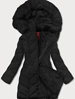 Dámska zimná bunda s kapucňou čierna (2m-21308)