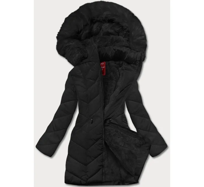 Čierna dámska zimná bunda s kapucňou (2m-21308) Čierna dámska zimná bunda s kapucňou (2m-21308)