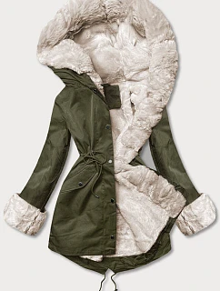 Bunda parka v army barvě s kožešinovou podšívkou model 21246675 - J.STYLE