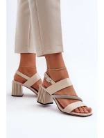 Dámské elegantní sandály na podpatku béžové D&A model 21656019 - S.Barski Dámské elegantní sandály na podpatku béžové D&A model 21656019 - S.Barski
