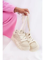 Dámské Kožené Tenisky Na Masivní Platformě model 21692685 Béžové - Goe