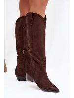 Dámské kovbojky na podpatku – čokoládové model 21837045 - Kesi