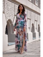 Dámske letné šaty SUK0419-65D zeleno-ružové - Roco