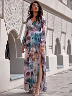 Dámske letné šaty SUK0419-65D zeleno-ružové - Roco