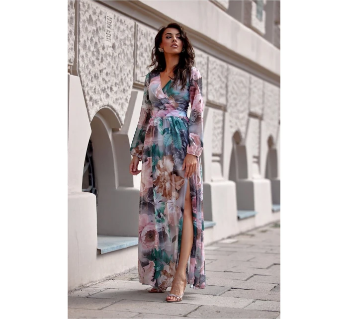 Dámske letné šaty SUK0419-65D zeleno-ružové - Roco