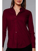 Klasická dámská košile ve vínové bordó barvě model 18302320 - J.STYLE Klasická dámská košile ve vínové bordó barvě model 18302320 - J.STYLE