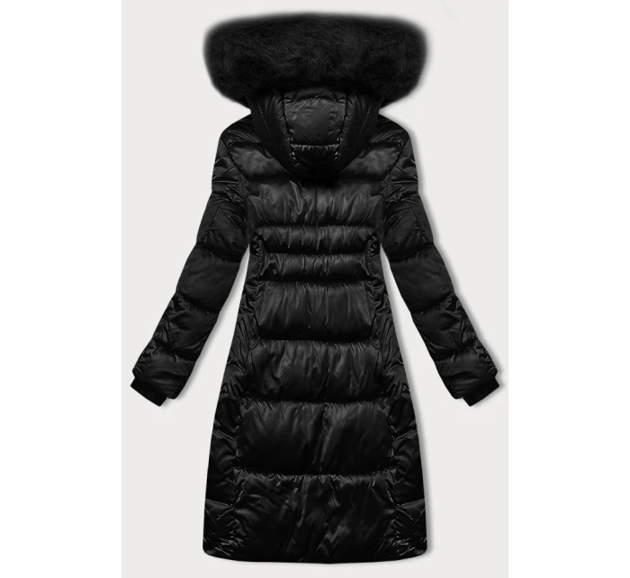 Zimowa kurtka plus size z kapturem czarna model 21248313 - S'WEST Zimowa kurtka plus size z kapturem czarna model 21248313 - S'WEST