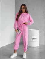 Ružová dámska tepláková súprava - mikina so stojačikom a nohavice (82162)