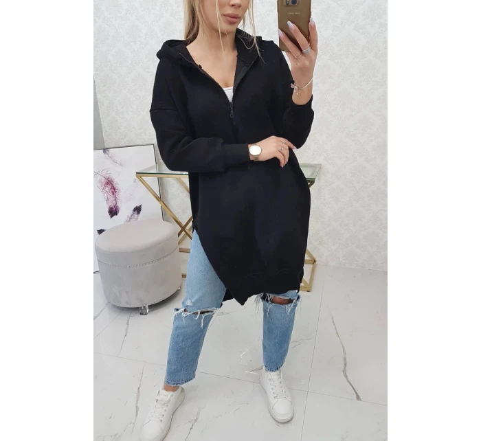 Zateplená mikina s bočnými otvormi čierna