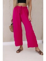 Široké nohavice do pása fuchsiovej farby