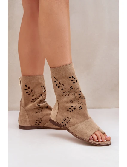 Zazoo 3437 Damskie Zamszowe Sandały Z Cholewką Na Zamek Beżowe Zazoo 3437 Damskie Zamszowe Sandały Z Cholewką Na Zamek Beżowe