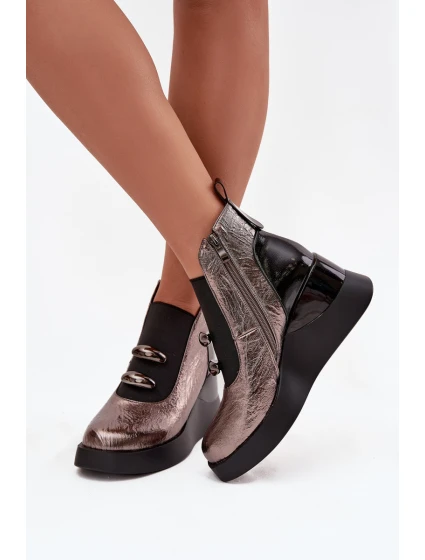 Dámské kotníkové boty na platformě D&A MR52-106 metalické