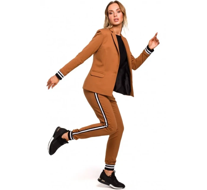 M459 Blejzer s pruhovanými rebrovanými manžetami - čierny